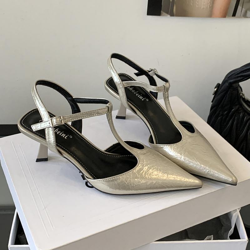 Fashion SUOJIALUN 2025 New Brand Women Sandal Fashion Pointed Toe Ankle Strap Ladies Elegant Slingback Shoes Thin High Heel Dress Pumps