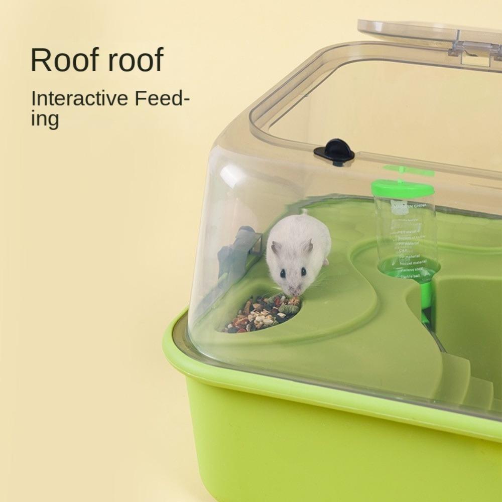 Doppelschichtiges Hamsterhabitat Klarsichtdeckel Kleintierhaus Tragbarer Hamsterkäfig für Kleintiere