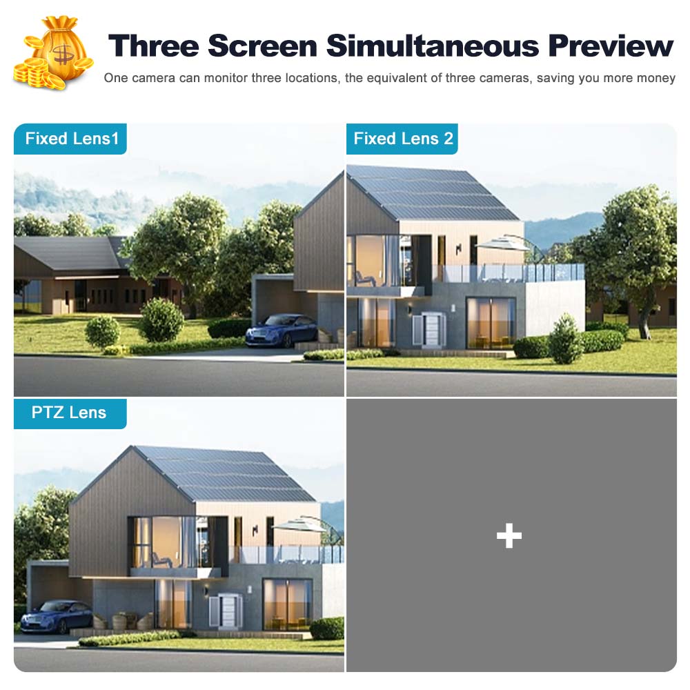 12MP 6K HD WiFi IP 8X Zoom Three Lens Security Protection PTZ Camera Auto Tracking Wifi Surveillance Cameras 4K CCTV Cam