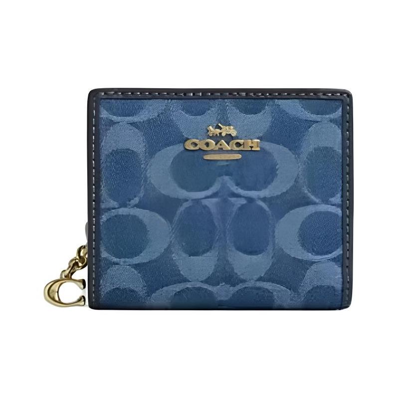 COACH Snap Wallet ogo Gold Hardware Design Cotton Wallet Women s Indigo indigo синий