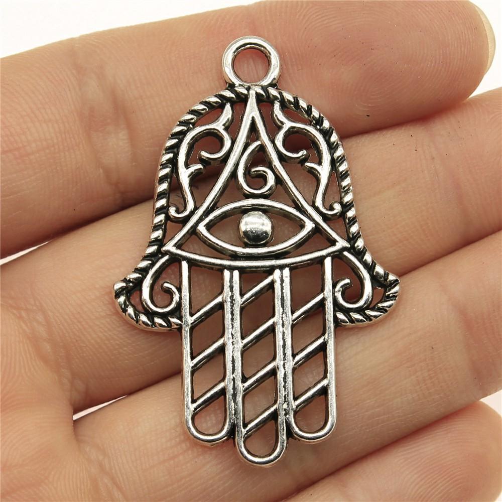 10pcs Charms Hamsa Hand Antique Silver Color Hamsa Hand Charms Pendants For Bracelets Lufthansa Hand Charms Wholesale