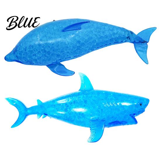 Shark Stress Toy Bead-Filled Squeeze Relief Blue Dolphin Sensory Kids Reliever Soft Ball Simulation Sea Animal Pinch Fidget Relaxation Hand