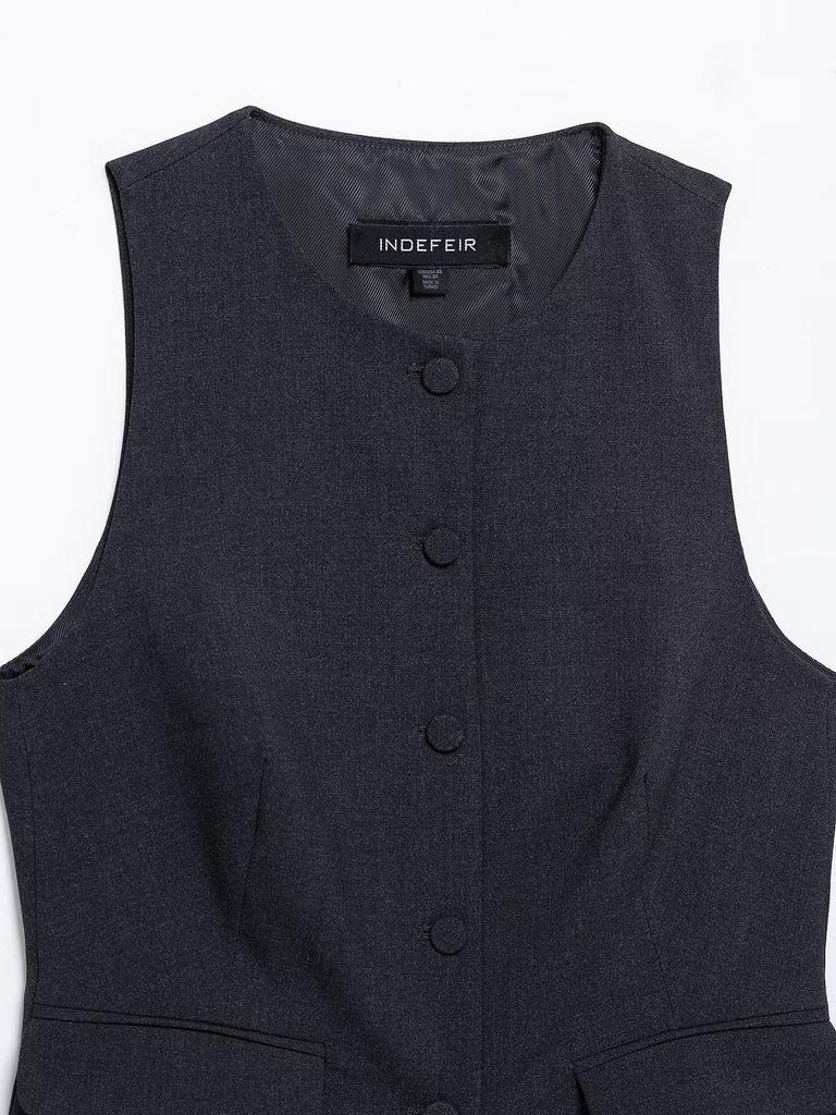 Vestă fără mâneci slim fit pentru femei, stil european și american, Primăvara 2025, Veston, Fustă și Pantaloni