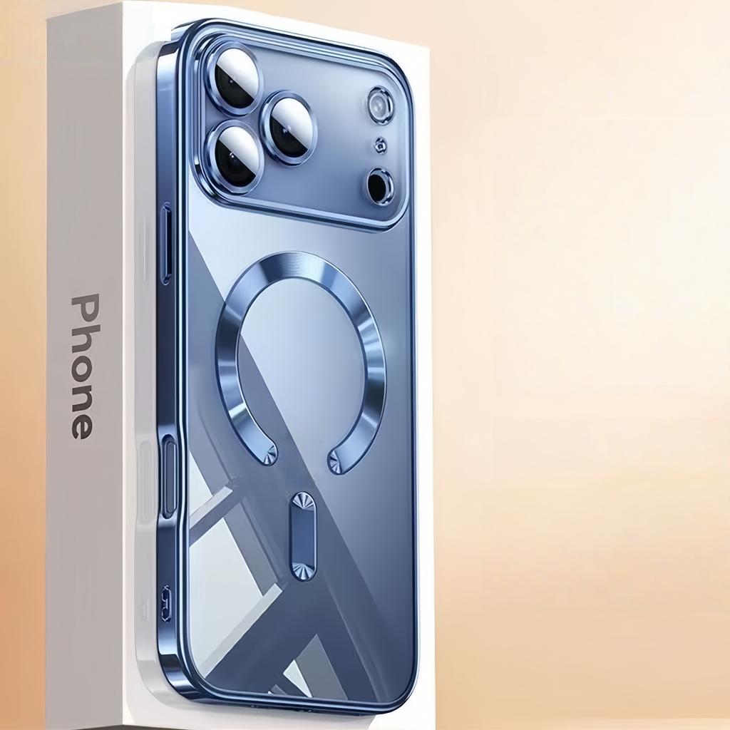Lüks Kaplama Kamera Korumalı Şeffaf Yumuşak TPU Manyetik Telefon Kılıfı iPhone 17 Air 16 15 14 Plus 13 12 11 17 Pro Max İçin Kılıf
