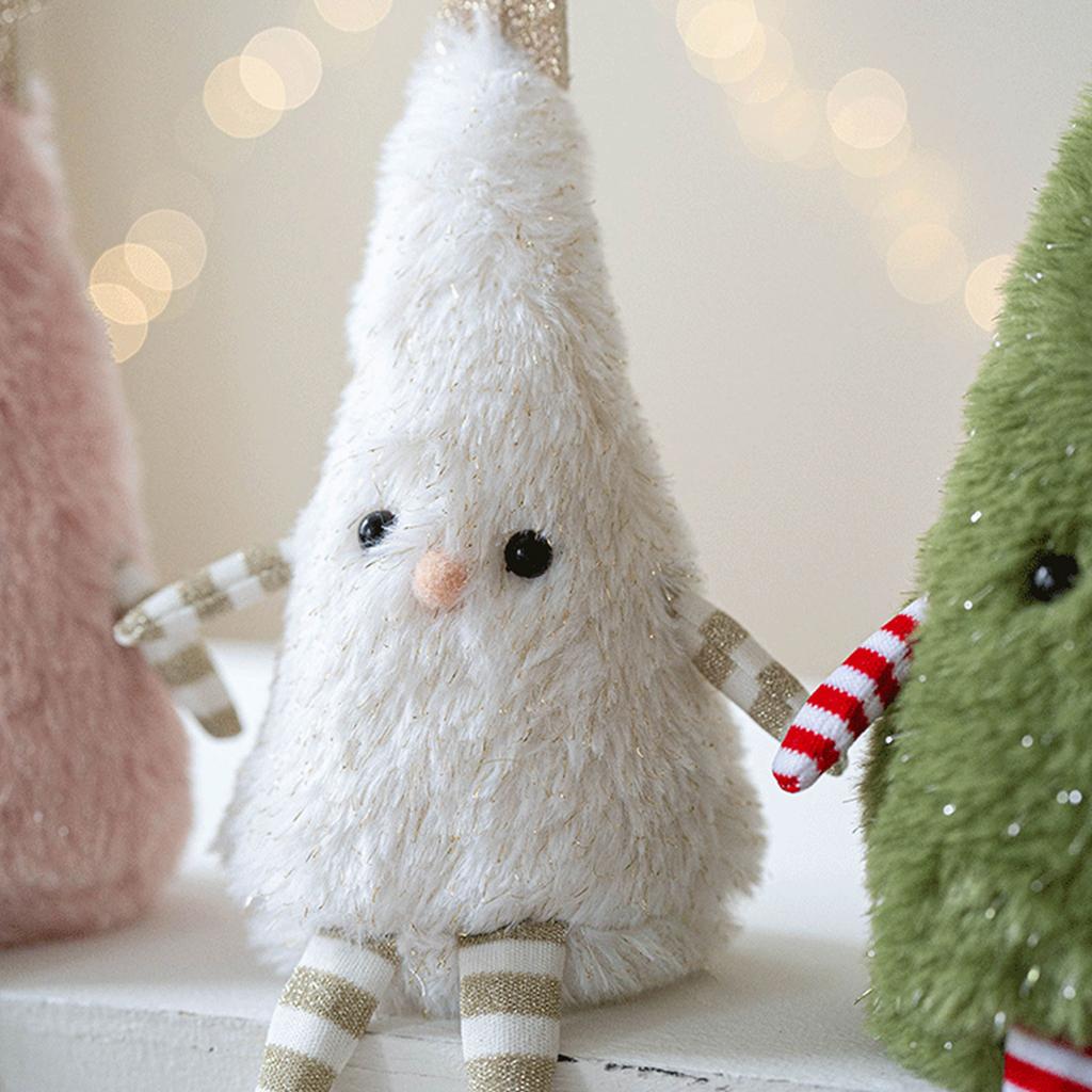 Cute Christmas Tree Figurine Ornament- Green Fabric Holiday Decor For Home Living Room Perfect For Xmas New Year Winter Parties