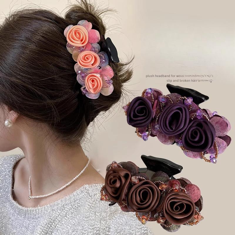Flower Hair Clips Updo Hair Clips Adult Fashionable Hair Clips Headwear Ponytail Hair Clip Accessories