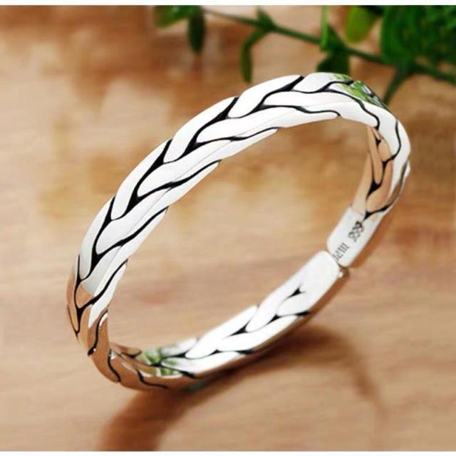 

Новий жіночий браслет із срібних ювелірних виробів, браслет із лотосом S999, індивідуальний дизайн, суцільний відкритий браслет, подарунок до Дня святого Валентина