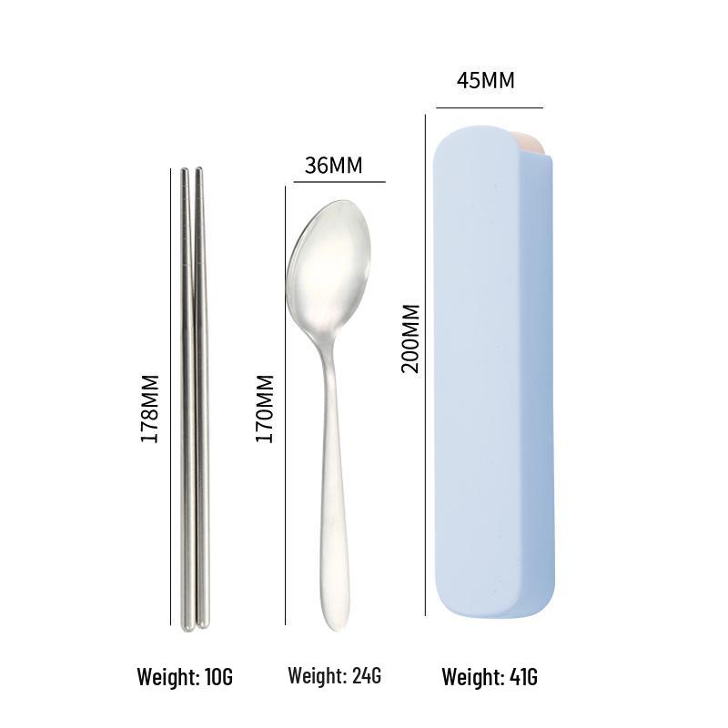 Stainless Steel Cutlery Set: Spoon, Fork & Chopsticks with Pointed Ends - Portable for Outdoor, Student, or Gift Use