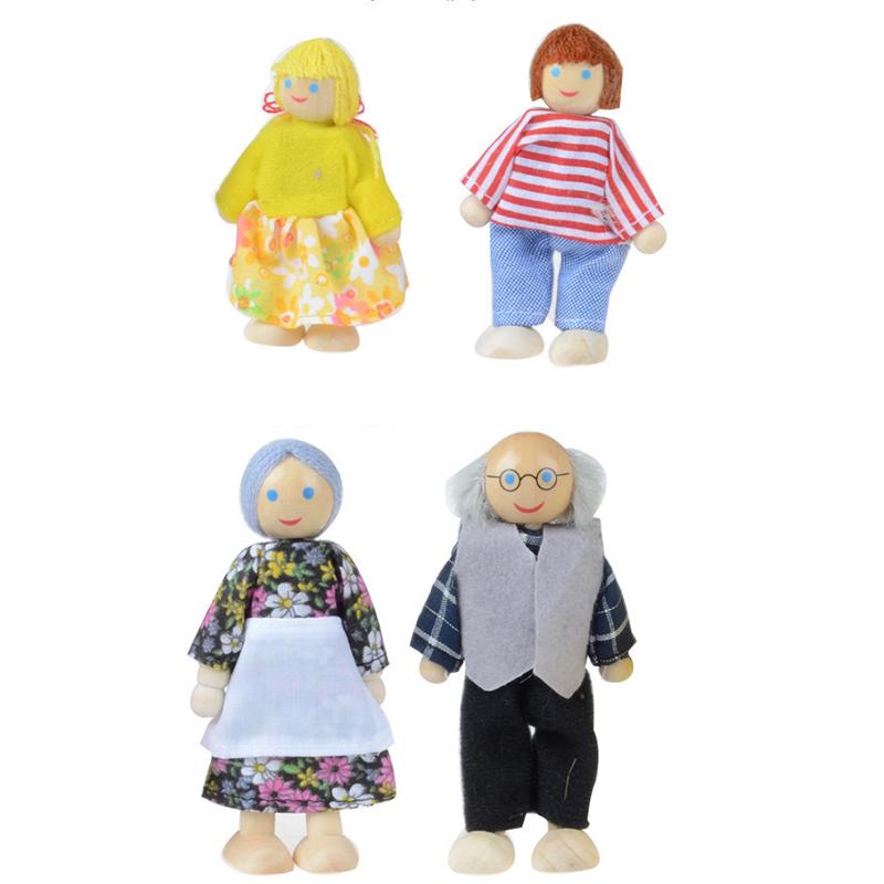 Meble Drewniane dla Dzieci Miniaturowe Zabawki do Zabawy Mini Zestaw Lalek Figurki Rodzina Lalka Humanoidalna Dom Dzieci Chłopcy Dziewczynki Udawane Prezenty