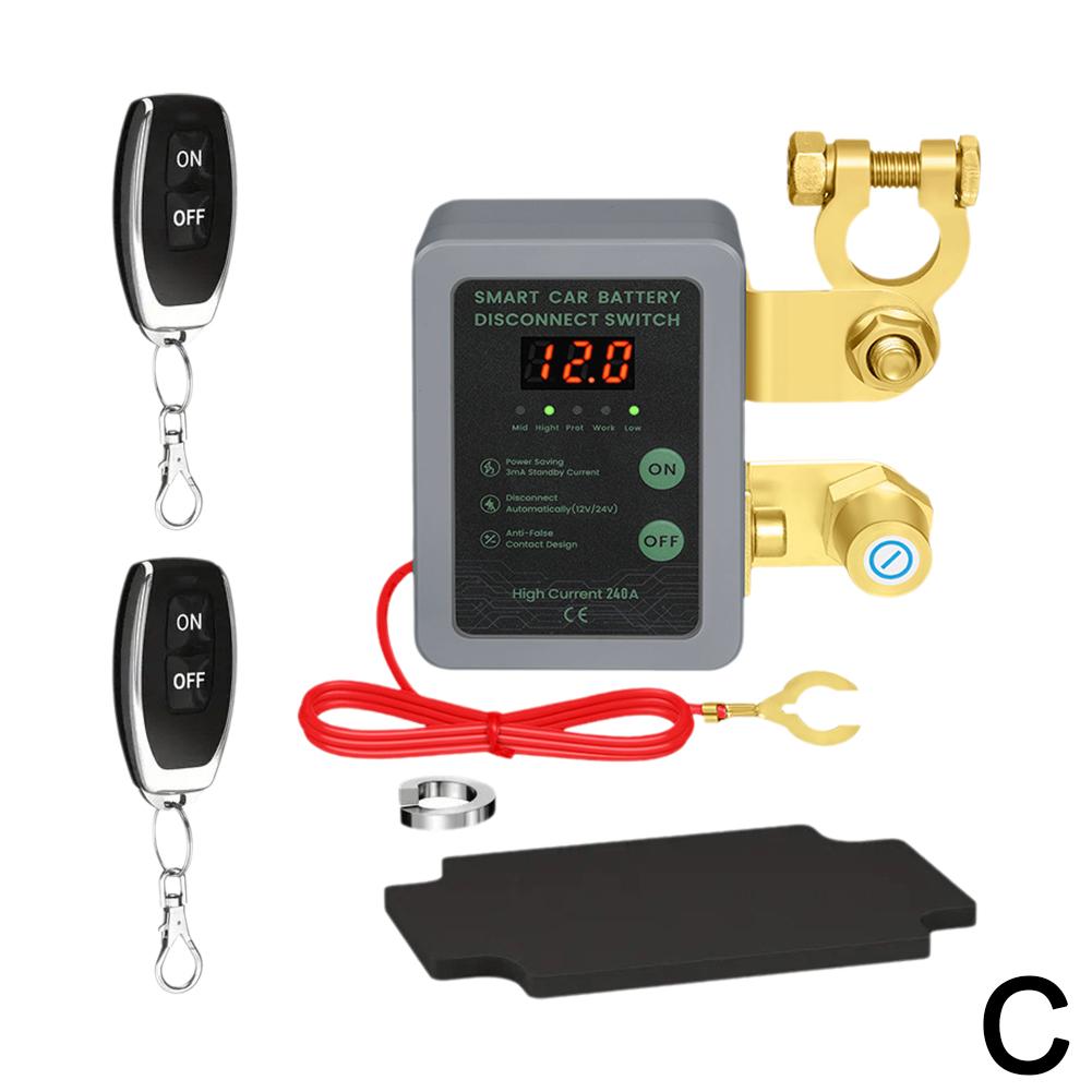 

Выключатель массы с LED-дисплеем напряжения 12В 240А Автомобильный выключатель дистанционного управления аккумулятором Защита от утечки 2025