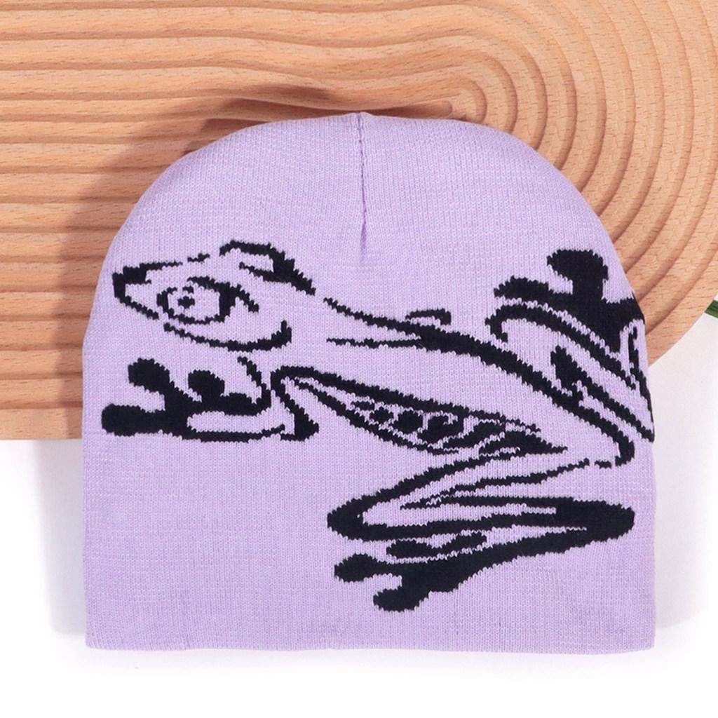 Autumn Winter Acrylic Beanie Hat With Frog Design For Casual Street Style