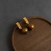 Retro Melaard Tiger's Eye Handmade French Light Luxury Stud Earrings for Women