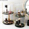 Home Bathroom Desktop Shelf Marbling Ceramics Iron Art Double Storage Rack Cosmetic Organizer Rotatable Storage Decoration Rack