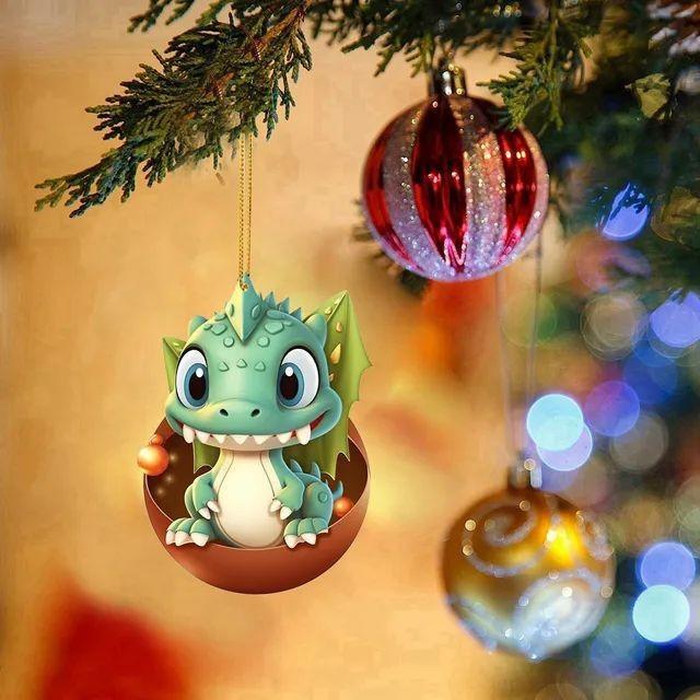 Cartoon Style Christmas Dragon Baby Hanging Decor For Festive Car Accessories