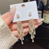 925 Sterling Silver Full Diamond Tassel Earrings – High-End European & American Style, Super Shiny, Luxurious Ear Jewelry for Women.