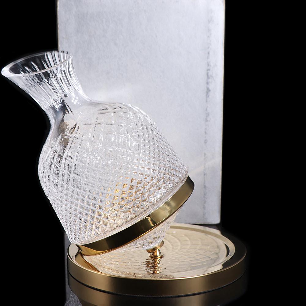 with Base Crystal Glass 360 Rotating Decanter Thickened Wine Dispenser Wine Aerator Banquet