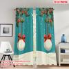 2pcs 2D Flat Printing Fashionable Christmas Curtains Christmas Holiday Star Bow Ornaments Digital Printed Polyester Drapes