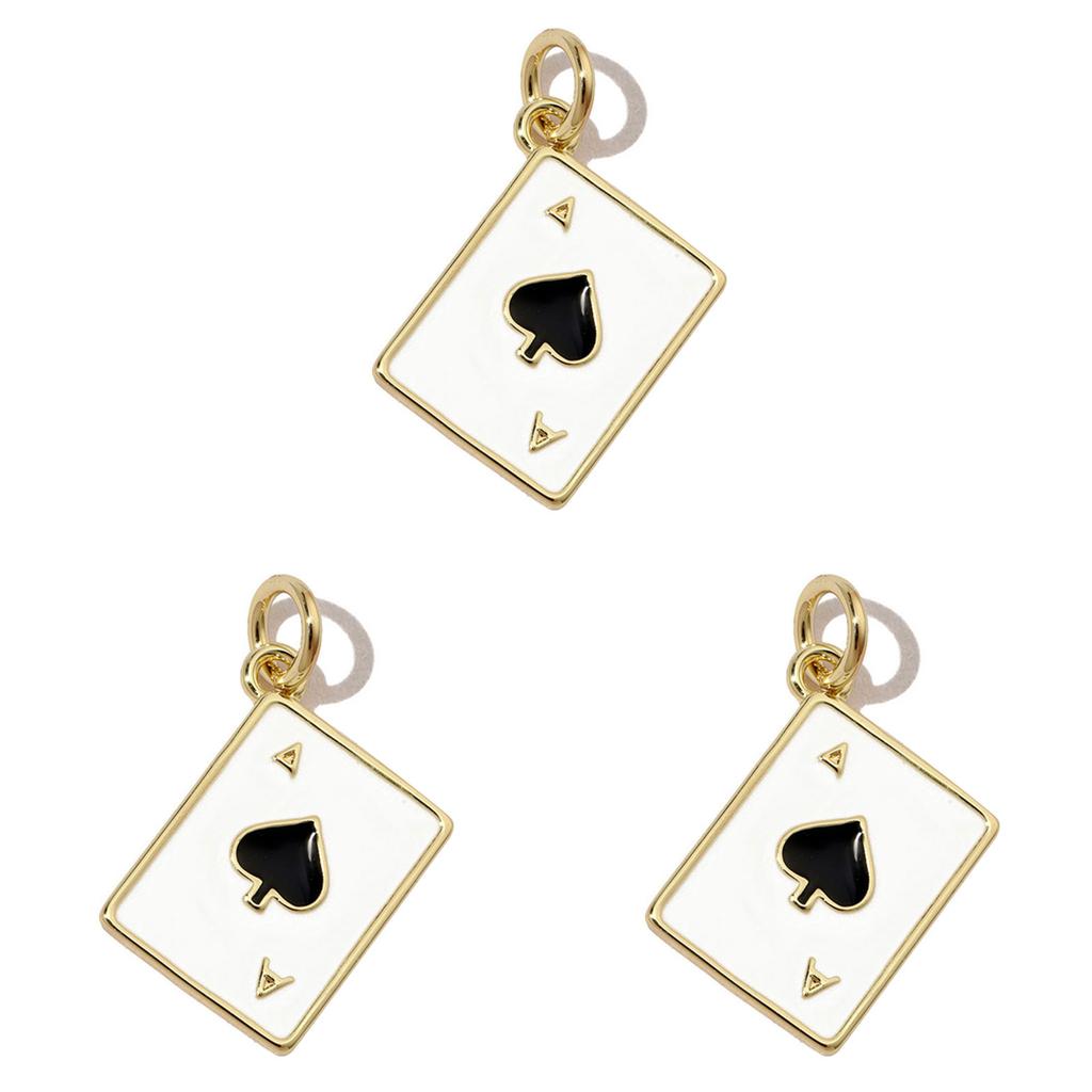 3pcs 18k Gold Plated Charm Heart/Horseshoe/Dices Poker Card Pendants with Cubic Zirconia Necklace Earrings Components