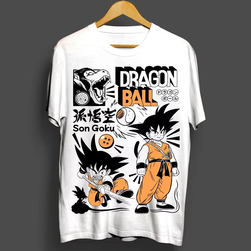 Dragon Ball Seven Dragon Ball Sun Wukong Joint Japanese Retro Large Direct Injection Fashion T-Shirt Daily Retro Letter