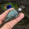 Ruby in Fuchsite, Moonstone Gemstone Copper Wire Wrap Jewelry Pendant 2.96" N2l65