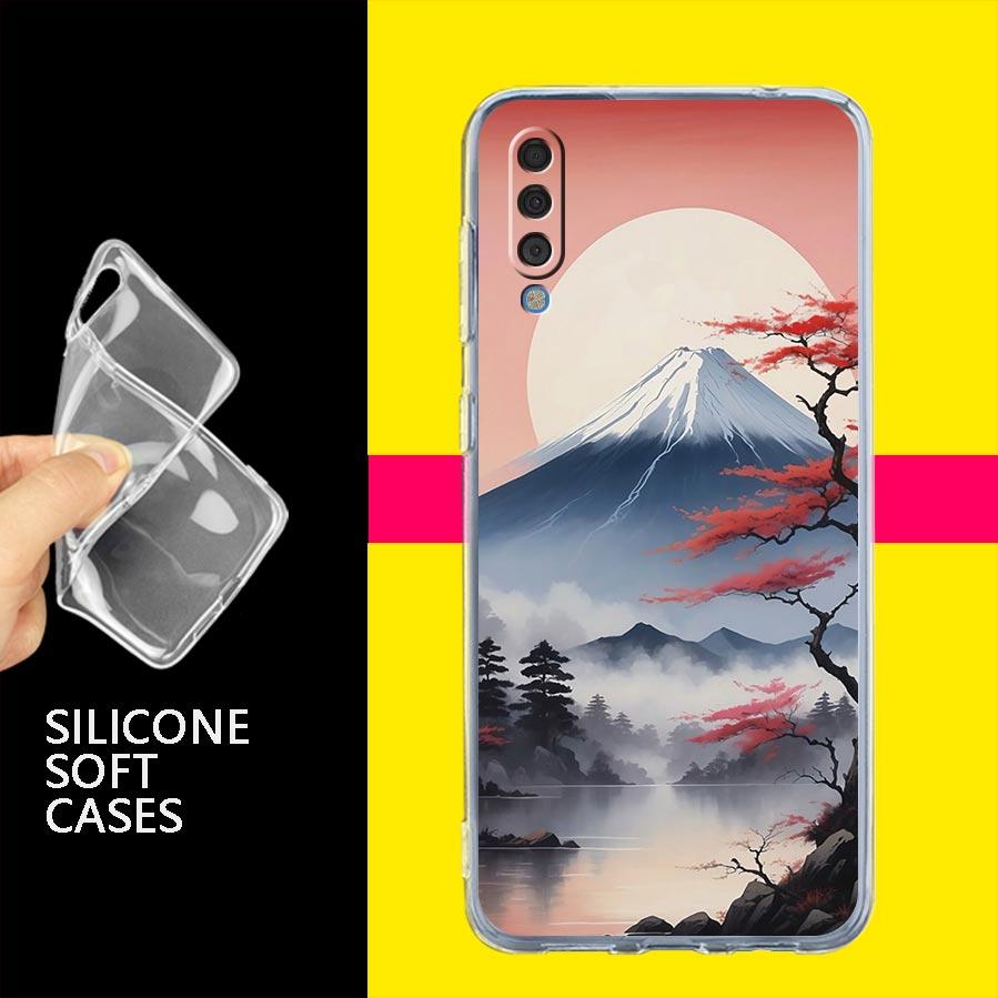 Phone Case For Samsung A26 A36 A56 A54 A52 A50 A70 A40 A20E A12 A14 A16 A22 A24 A42 A34 A32 5G A06 Cover Japan Mount Fuji Cherry
