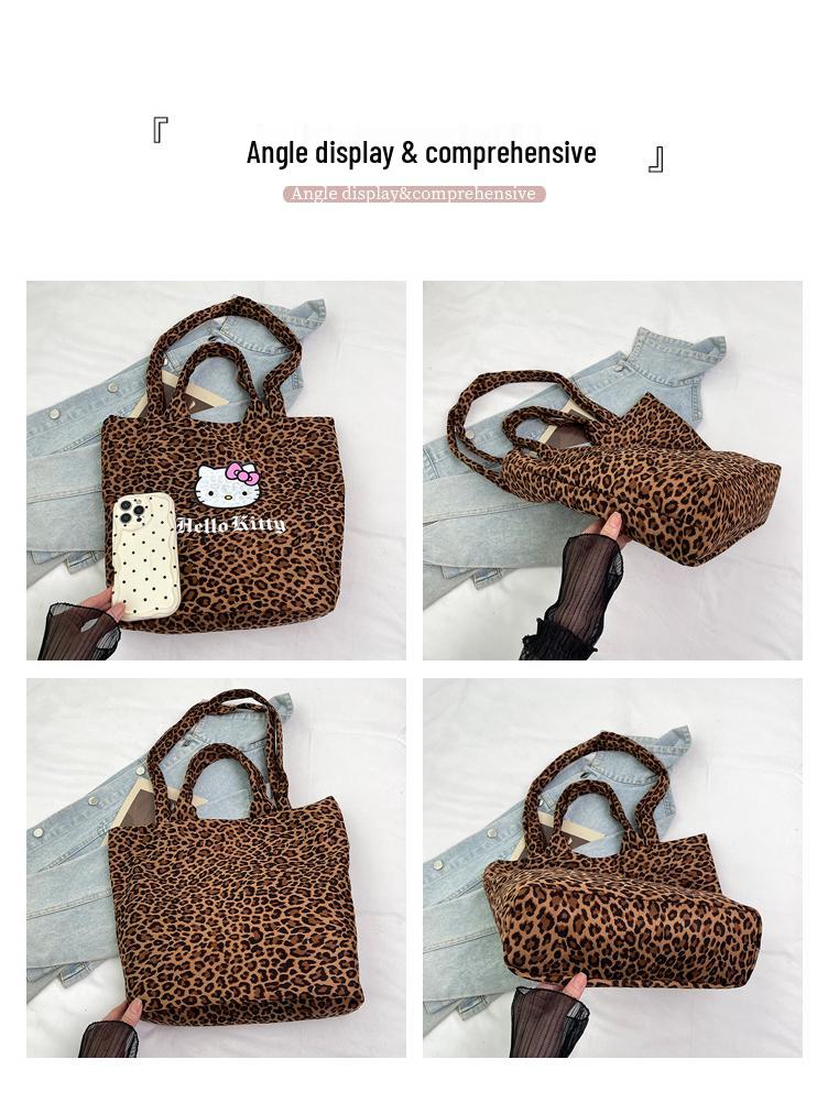 2025 Autumn/Winter Leopard Print Cute Single Shoulder Tote Bag - Large Capacity Shopping Handbag