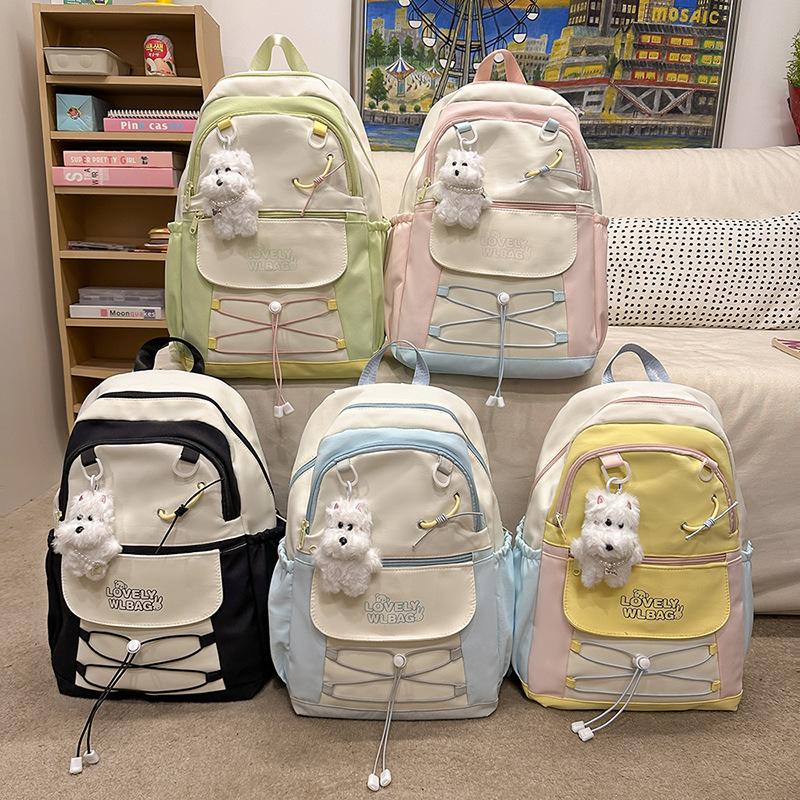 College style schoolbag female junior high school student cute small fresh contrasting color student backpack girl large capacity travel backpack