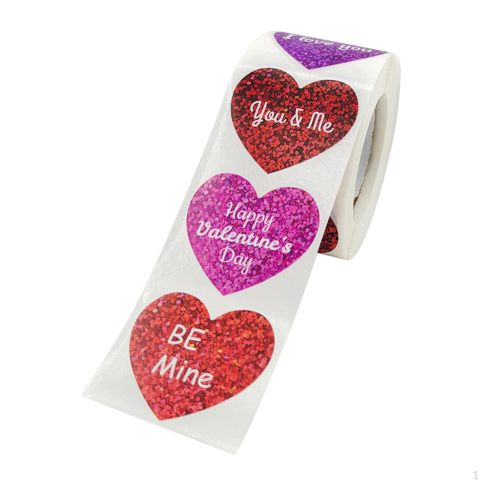 

1 Roll Heart Shape Decorative Stickers Valentine s Day Decor Gift Card Tags Birthdays Sealing Labels фиолетовый
