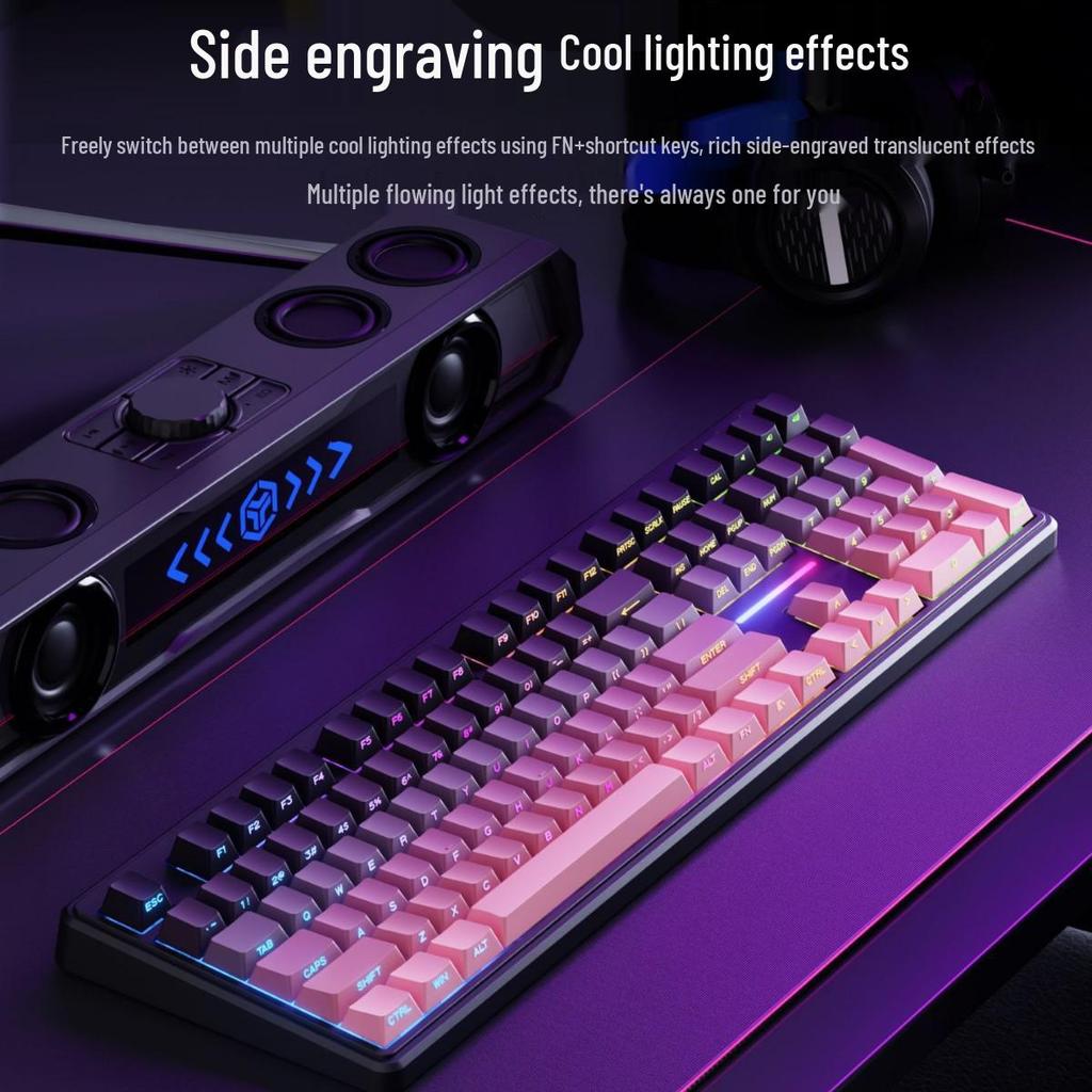 QianXingZhe V108 Silent Bluetooth Keyboard for Girls: Mechanical Feel, Three Modes for Office, Gaming, and Esports.