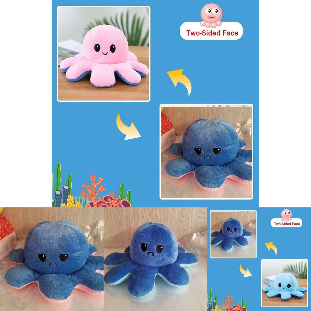 Adorable Double-sided Flip Reversible Octopus Plush Toy In Soft And Lifelike Style
