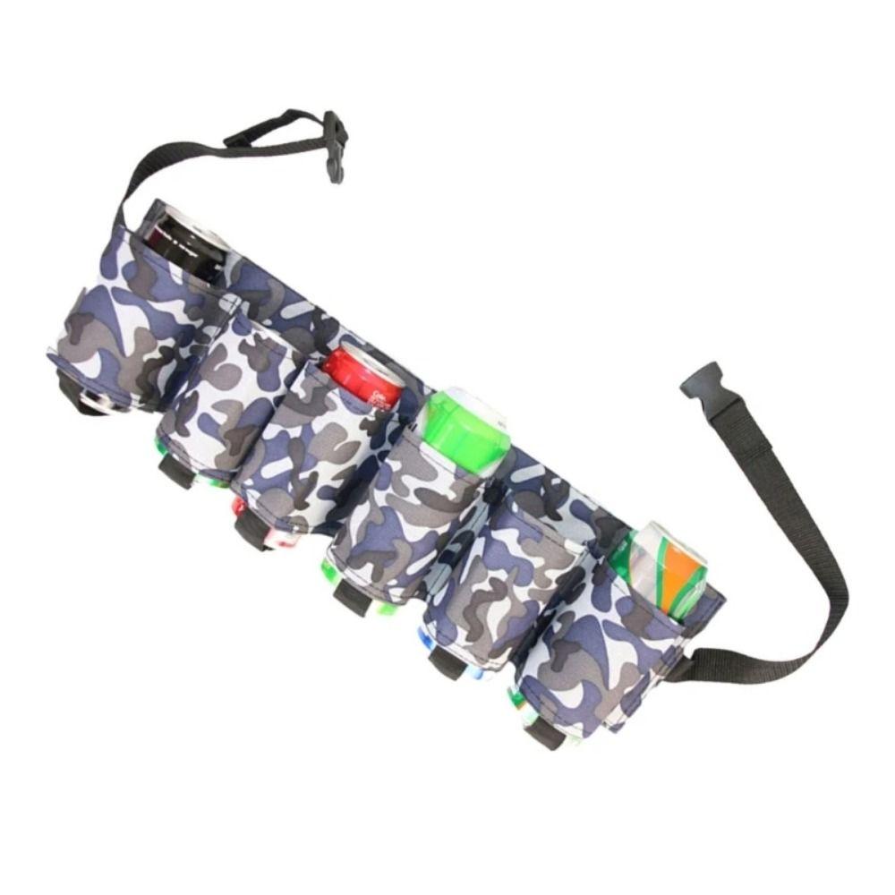 6 Pockets Beer Storage Waist Bag 6 Cans Beer Belt Holder Waist Pack  Hiking