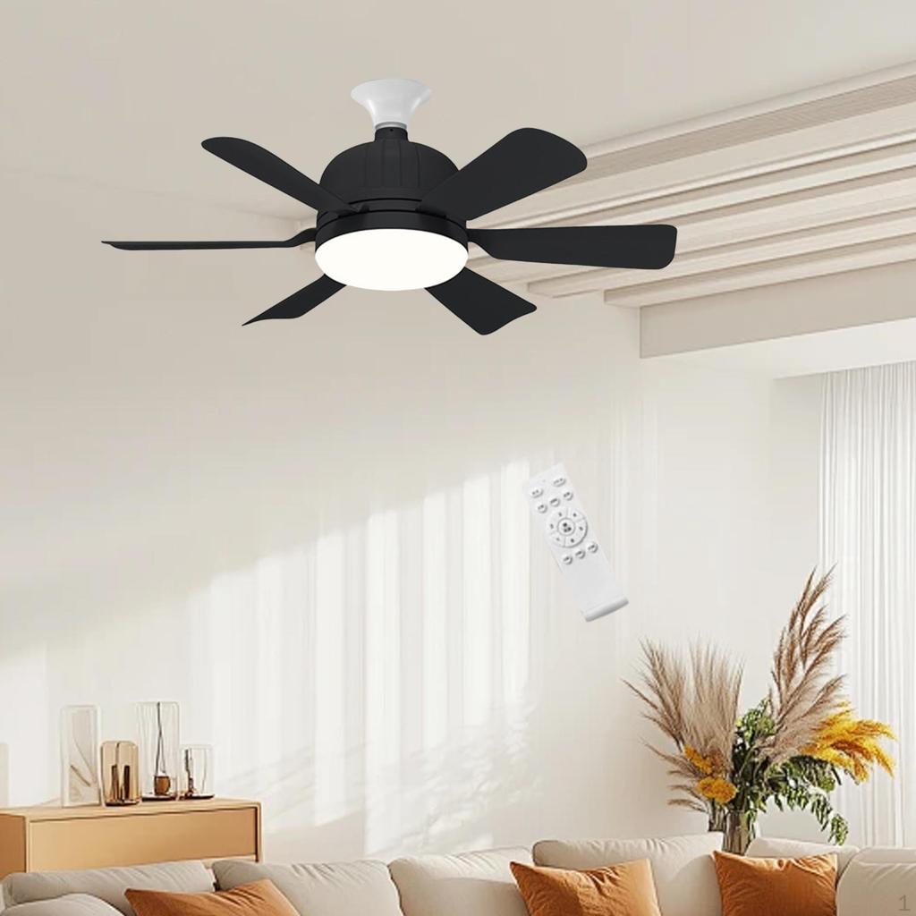 E27 Base Fan Light with Remote Control, 3 Speeds Adjustable Quiet Color Temperature Dimmable