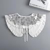 Sophisticated Sparkling Sequins Cape False Collar Elegant Pleated Ruffled Layering Shawl Clothing Accessory for Dress