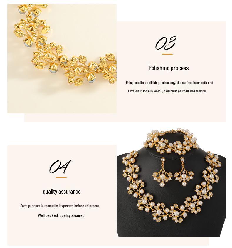 Elegant Rhinestone & Faux Pearl Necklace and Earring Set for Brides & Formal Wear