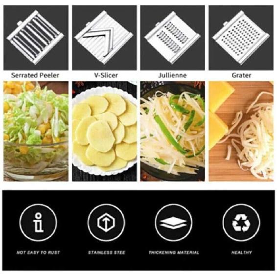 Multi-purpose Vegetable Slicer, Portable Stainless Steel Vegetable Cutter, 3-in-1 Manual Food Chopper, Adjustable Kitchen Tool for Onion Vegetable
