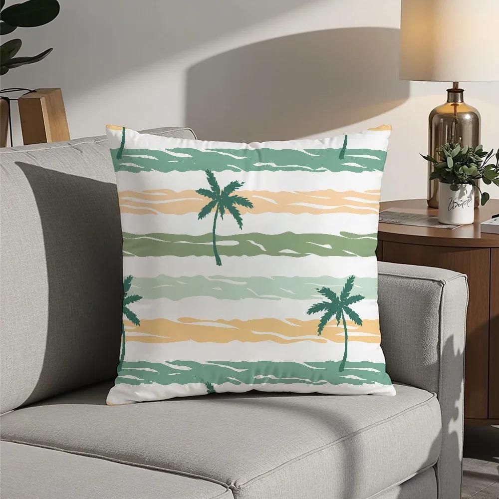 Single Side Printed Cushion Cover Palm Tree Flower Pillowcase Home Gift