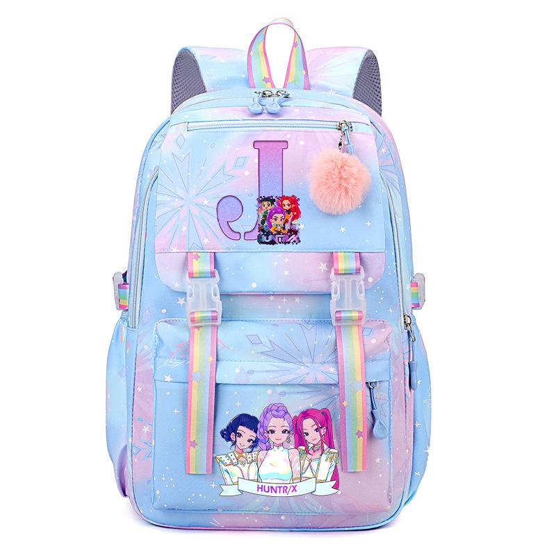 Anime Cartoon Letter Print Small Fresh Rainbow Backpack Korean Version Trend Student Large Capacity Schoolbag