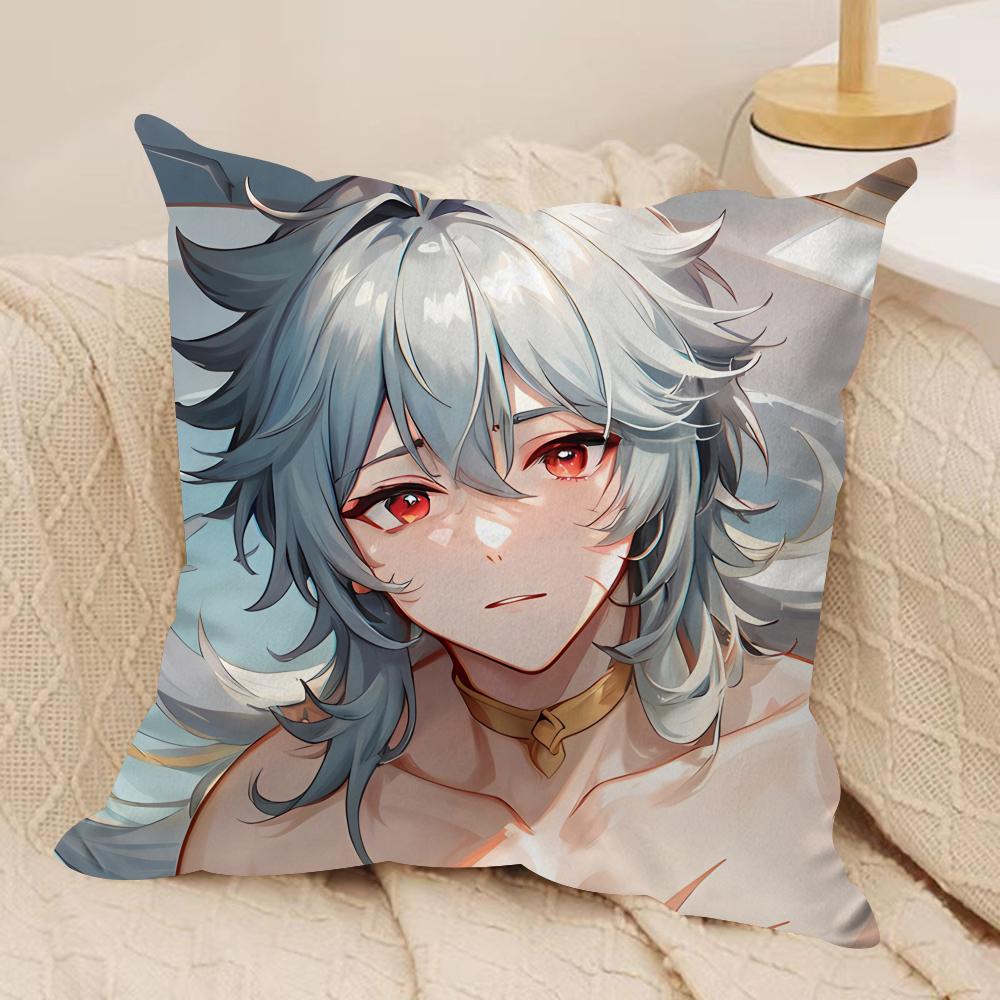 Razor Cute Genshin Impact Cushion Cover Silky Short Plush Invisible Zipper Dustproof Sofa Pillow Case For Home Decor