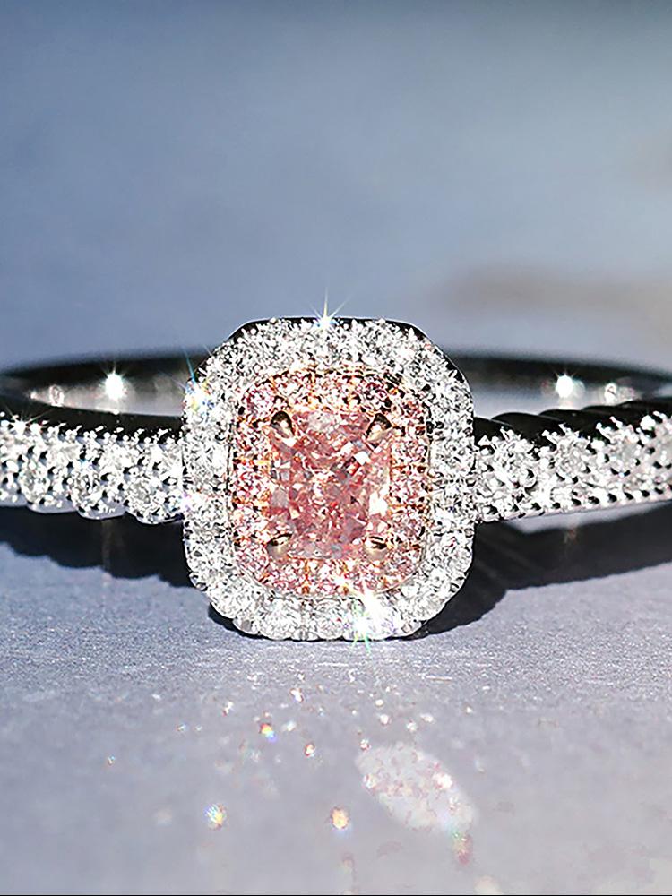 925 Silve Fashion Delicate Sweet Pink Zircon Ring For Women Anniversary Luxury Personalized High Quality Fine Jewelry