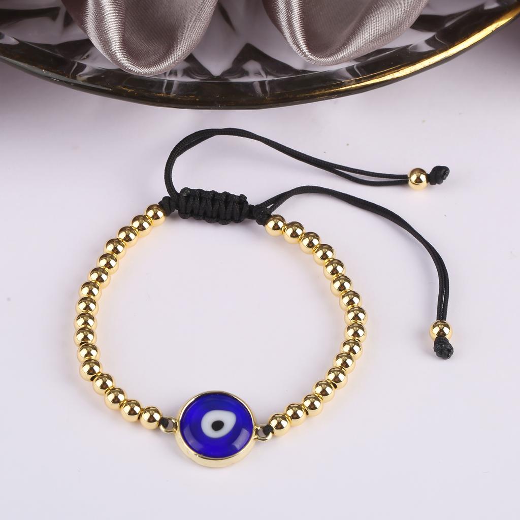 10 Colors Gold Plated Copper Beads Braided Evil Eyes Glaze Luxury Bracelet for Woman Girl Fashion Ward Off Evil Zircon