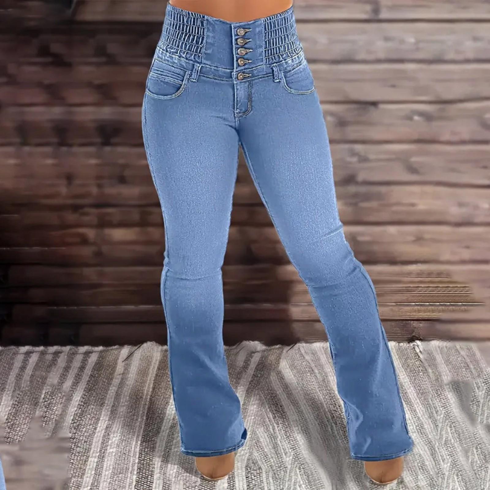 

Женские джинсы повседневные однотонные повседневные брюки универсальные облегающие джинсы L