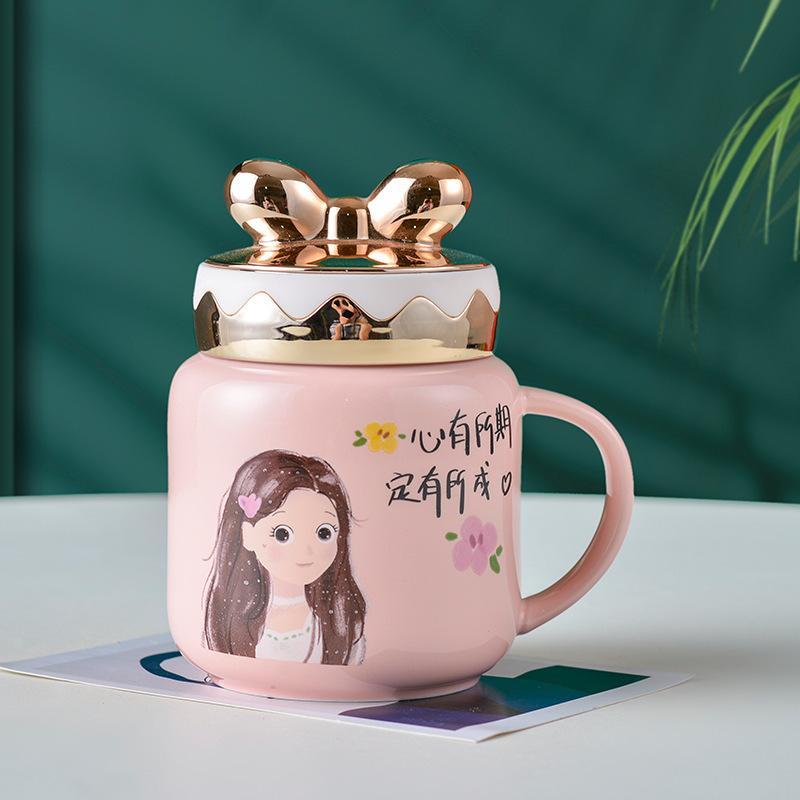High Value J Mirror Chess Lattice Ceramic Cup Home Office Water Cup Coffee Cup Bear Mug Gift