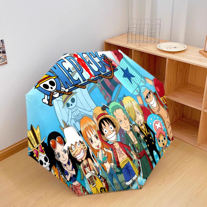 1 Stück Automatischer Faltregenschirm - Anime One Piece Muster Tragbares faltbares Design Mit 8 Rippen Weihnachts-Geburtstagsgeschenke