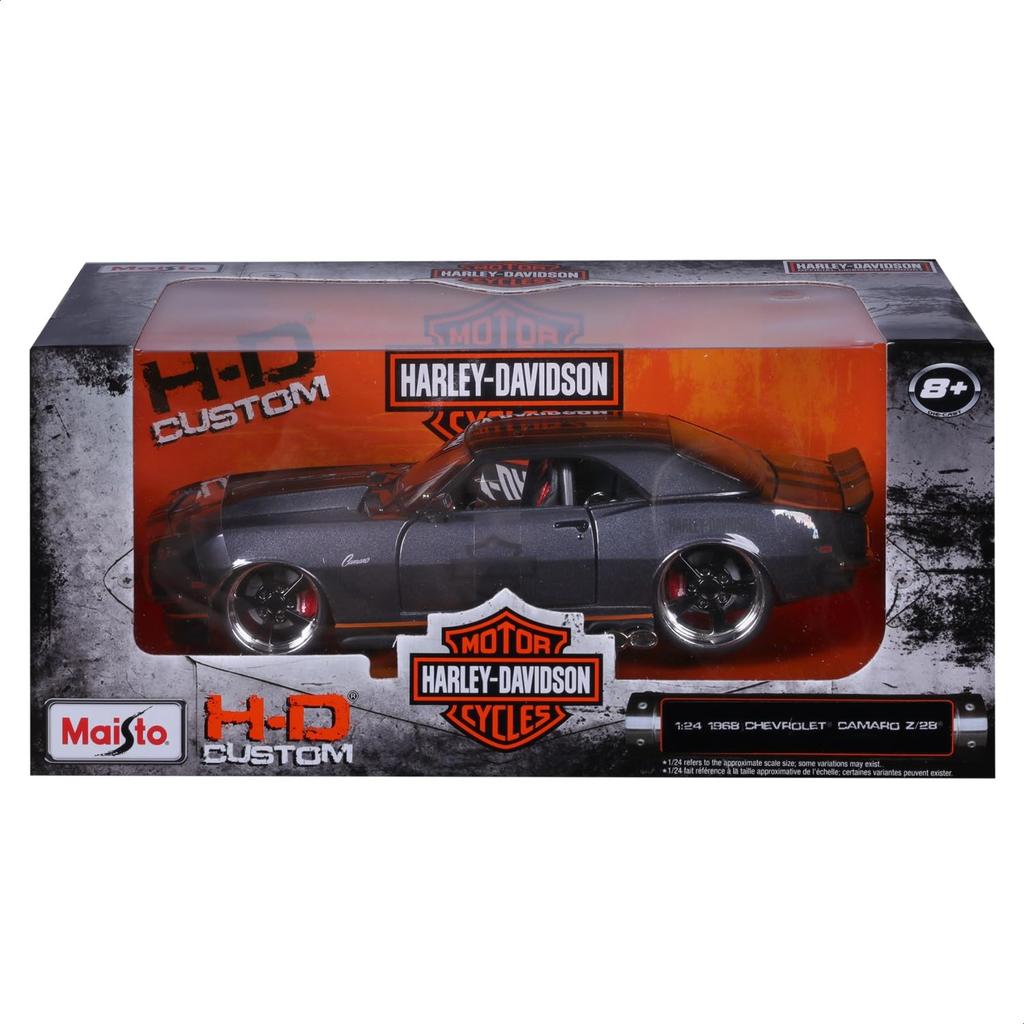 Maisto 1/24 Scale Chevrolet Camaro Z/28 1968 Dark Gray Harley-Davidson Custom Series / Diecast Model Car, Finished Model 32273