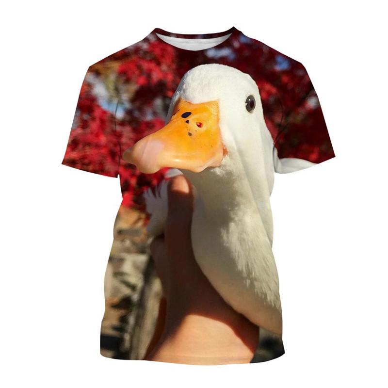 Summer Cute Pets Duck T-shirt For Men Casual Animal 3d Print Short-sleeved Round Neck T Shirt Harajuku Loose Tees tops