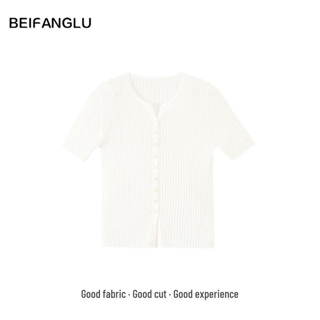 Northern Deer Summer V-Neck Lyocell Knit Short-Sleeve Top for Women
