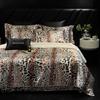 Luxury High-end Silk Leopard Print Bedding Set Soft Silk Satin Queen King Duvet Cover Sheet or Fitted Sheet Combination Set Gift