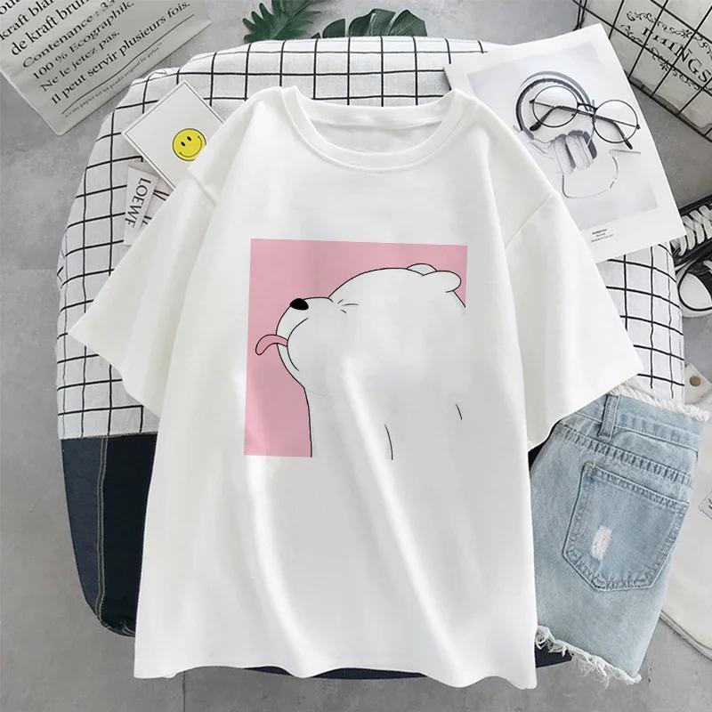 Damen T-Shirt Kawaii Bären Print Kurzarm Sport T-Shirt Damen Harajuku Sommer Japanisches Cartoon Anime T-Shirt Y2K Oberteil
