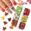 6 Grid Boxed Laser Color Nail Sequins Leaves 2021 Fall Christmas Thanksgiving