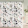 Small Fresh Mosaic Marble Printed Bathroom Curtain Shower Curtains With Hooks Non-Slip Carpet Toilet Lid Cover Bath Mats Rugs